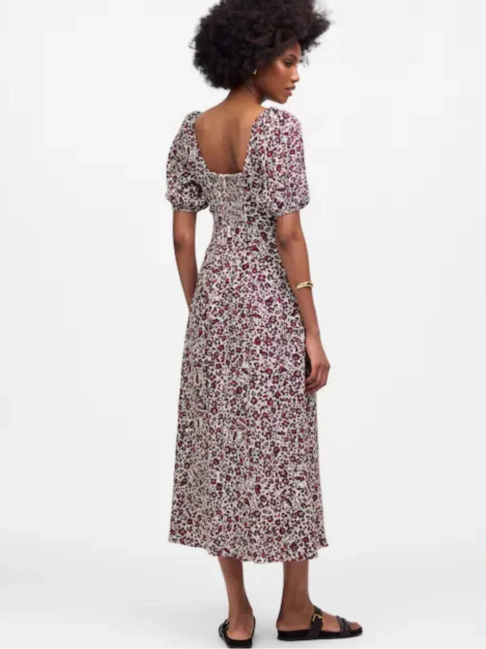 Madewell Puff Sleeve Sweetheart Midi Dress in Floral Size 4
